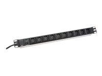 DIGITUS 48,3cm 19Zoll Steckdosenleiste 10fach schwarz 10A 2500W Alu Profil Ueberlastschutz Preisvergleich