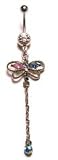 Stainless Steel Dragonfly Belly Ring with Multi CZ