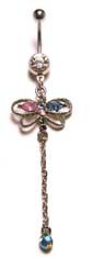 Stainless Steel Dragonfly Belly Ring with Multi CZ