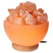 Himalayan 6 1/2 inch wide hand carved crystal salt lamp bowl filled with crystal salt chunks