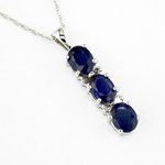 14K Gold Diamond and Three Stone Sapphire Pendant