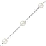 14kt. White Gold, Cultured Freshwater Pearl Tincup Bracelet