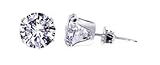 Sterling Silver 3 MM Round Clear Cubic Zirconia Stud Post Back Earrings