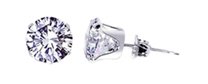 Sterling Silver 3 MM Round Clear Cubic Zirconia Stud Post Back Earrings