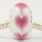 White and Pink Glass Charm Bead will fit Pandora/Troll/Chamilia Style Charm Bracelets, slide on slide off.