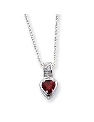 Sterling Silver Red CZ Heart on 18" Chain Necklace QG970-18"