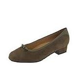 Trotters Darcy | Ladies 1-2 inch heel Shoes Stone Taupe Suede Patent by Trotters