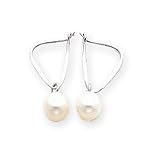 14k White Gold Cultured Pearl Dangle Earrings SE520
