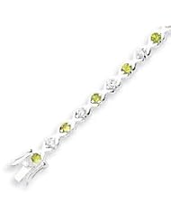 Sterling Silver Peridot & CZ Bracelet - 7.5 Inch