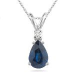 0.02 Cts Diamond & 0.45 Cts Blue Sapphire Pendant 