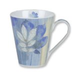Lifestyle Collections Cone Mugs (set 2)- Blue Leaves