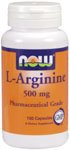 L-Arginine by NOW Foods - (500mg - 100 Capsules)