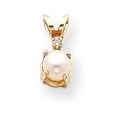 14k Diamond & Cultured Pearl Birthstone Pendant XBE161