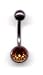 Titanium Black Jeweled Navel Bar with a Topaz Swarovski stone 14 guage by 1/2