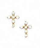 14k Yellow 1.5 mm Round CZ Cross Friction-Back Earrings