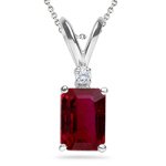 0.02 Cts Diamond & 0.55 Cts Ruby Pendant in 14K 