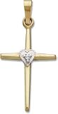 Diamond Heart Cross Pendant