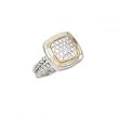 925 Silver & Diamond Square Ring with 14k Gold Accents (0.15ctw)- Sizes 6-8