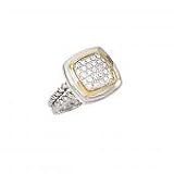 925 Silver & Diamond Square Ring with 14k Gold Accents (0.15ctw)- Sizes 6-8