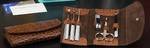 Genuine Brown “Croc” Leather 6 PC Travel Manicure Set with Solingen Scissors