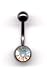 Titanium Black Jeweled Navel Bar with a AB Crystal Swarovski stone 14 guage by 3/8