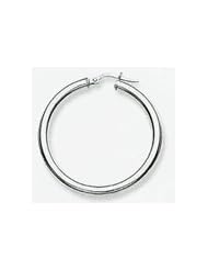 14k White Gold Plain Hoop Earrings