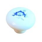 White 1 1/4 Cabinet Knob with Blue Flowers Lot of 10
