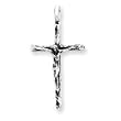 Sterling Silver Antiqued Crucifix Charm with 20 Inch Sterling Silver Chain