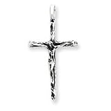 Sterling Silver Antiqued Crucifix Charm with 20 Inch Sterling Silver Chain