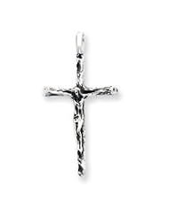 Sterling Silver Antiqued Crucifix Charm QC4373"