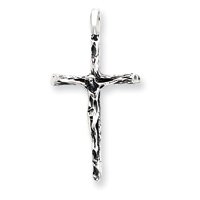 Sterling Silver Antiqued Crucifix Charm with 20 Inch Sterling Silver Chain