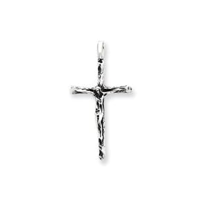 Sterling Silver Antiqued Crucifix Charm with 20 Inch Sterling Silver Chain