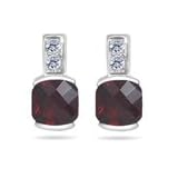 0.08 Cts Diamond and 2.40 Cts Garnet Earrings in 14K White Gold
