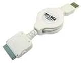 Cables Unlimited Ziplinq Retractable iPod/iPhone USB Charge and Synch Cable - 1 x Type A USB - 1 x Proprietary - 4ft - White