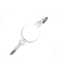 Sterling Silver Bangle with Round ID Plate Bracelet