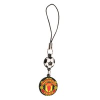 Man Utd Black Crest Phone Charm Dangly - Black