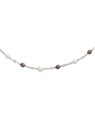 Sterling Silver White/Chocolate Freshwater Cultured Pearl w/2in ext. Necklace