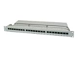 DIGITUS Patch Panel 48,3cm 19Zoll 24Port Cat5e STP geschirmt grau RAL7035 Kabelinstallation mit LSA Leisten farbcodiert EIA/TIA