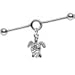 Body Candy Stainless Steel Handcrafted Sea Turtle Dangle Coil Industrial Barbell 32mm