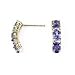 14K Gold Diamond and Three Stone Tanzanite Earring