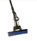 Sponge Mop, PVA, Handle Wringer, Roller Mop, Telescope Handle, Plastic, Black RUBG780