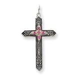 Sterling Silver Synthetic October BirthStone Cross with 20 Inch Sterling Silver Chain