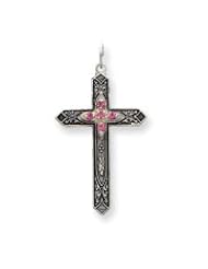 Sterling Silver Synthetic October Birthstone Cross QC4337"