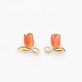14k Coral Tulip Post Earrings SE644