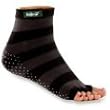Injinji Yoga & Pilates Eco Friendly NuBamboo Toeless Non Slip Socks (1 Pair) MEDIUM-Black & Grey Striped