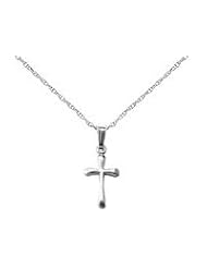 Child 14K White Gold Cross with Rope Chain (15 inches)