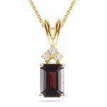 0.03 Cts Diamond & 1.27 Cts Garnet Pendant in 18K Yellow Gold