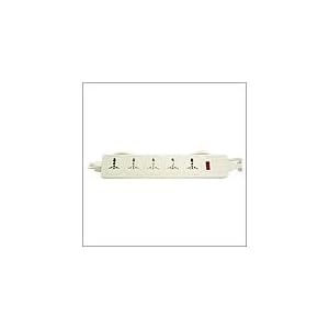 UNIVERSAL POWER STRIP 5 OUTLETS - 100V-250V AND 2500 WATTS SURGE PROTECTOR WITH WINDOW SHUTTER AND CIRCUIT BREAKER. FOR USE IN ANY COUNTRY
