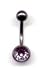 Titanium Black Jeweled Navel Bar with a Light Amethyst Swarovski stone 14 guage by 1/2