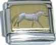 Clearly Charming White Horse on Gold Animal Italian Charm Bracelet Link